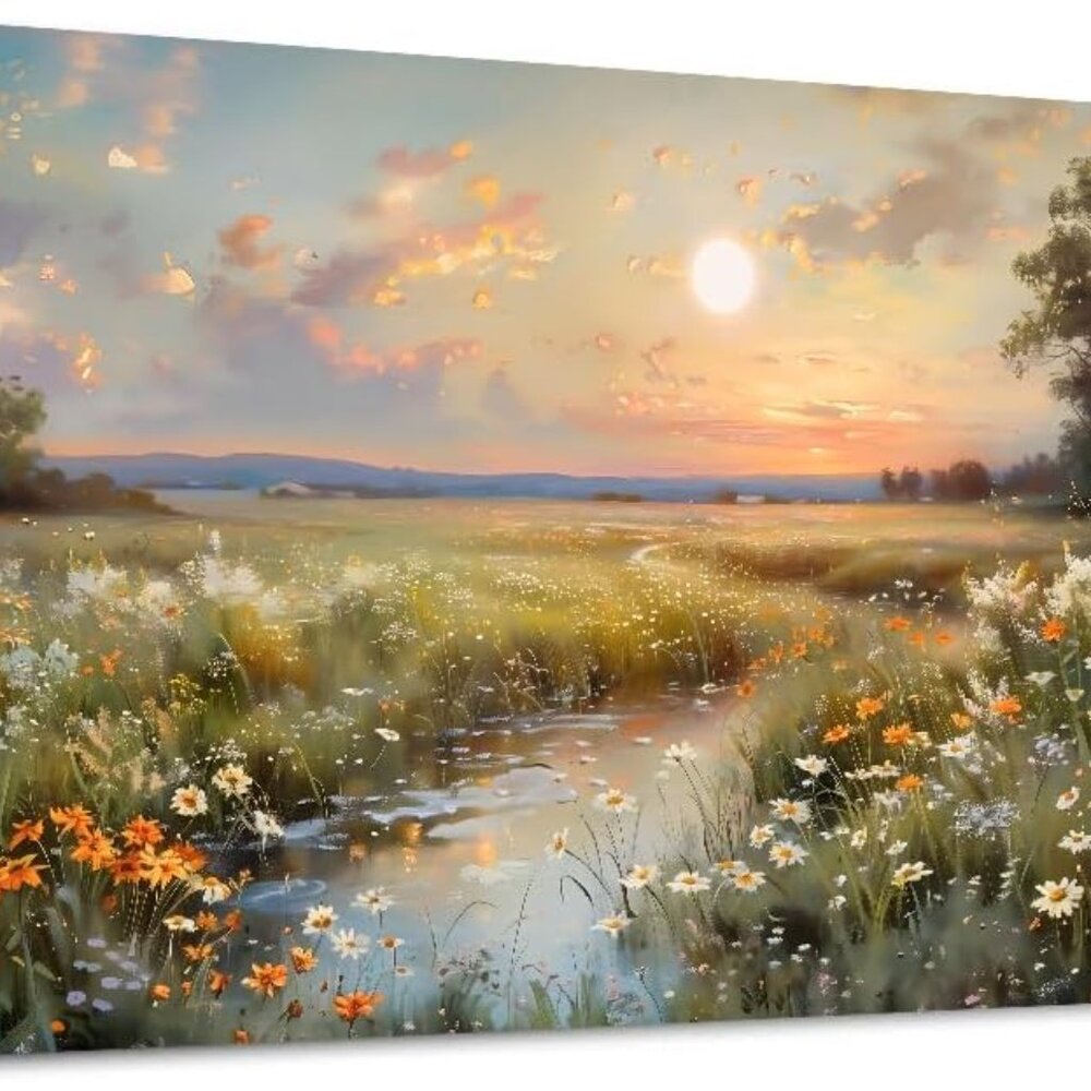 Art Deco Canvas Wall Art - Nature Inspired 40"x20" for Living and Office Spaces